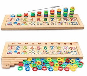 몬테소리 원목 교구  - 배송기간 14~21일(Xin store Montessori Materials Wood Math Blocks Shape Sorter Number and Stacking Learning Toys )-칭찬나라큰나라