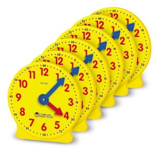 수학교구, 시계교구, 러닝리소스[EDU2202] 모형 시계 소그룹 세트 Big Time™ Geared Mini-Clocks (Set of 6)-칭찬나라큰나라