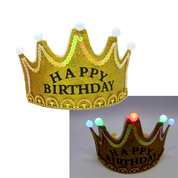 생일축하 만들기, 왕관 머리띠 - LED 생일파티 왕관 머리띠 만들기_1인_금색-칭찬나라큰나라